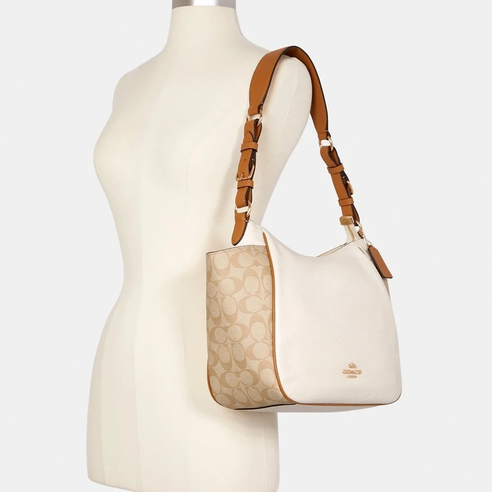 New💃Coach Rori Shoulder Bag Colorblock Signature Canvas - Picture 4 of 11